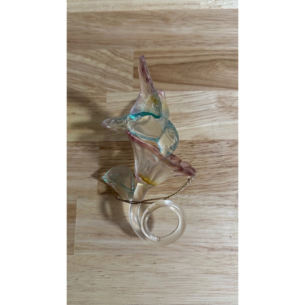Iridescent Hummingbird and Flower Ornament Sun Catcher Figurine